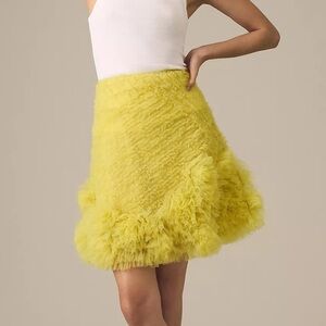 NWT Anthropologie Let Me Be Tulle Mini Skirt Yellow Size XS